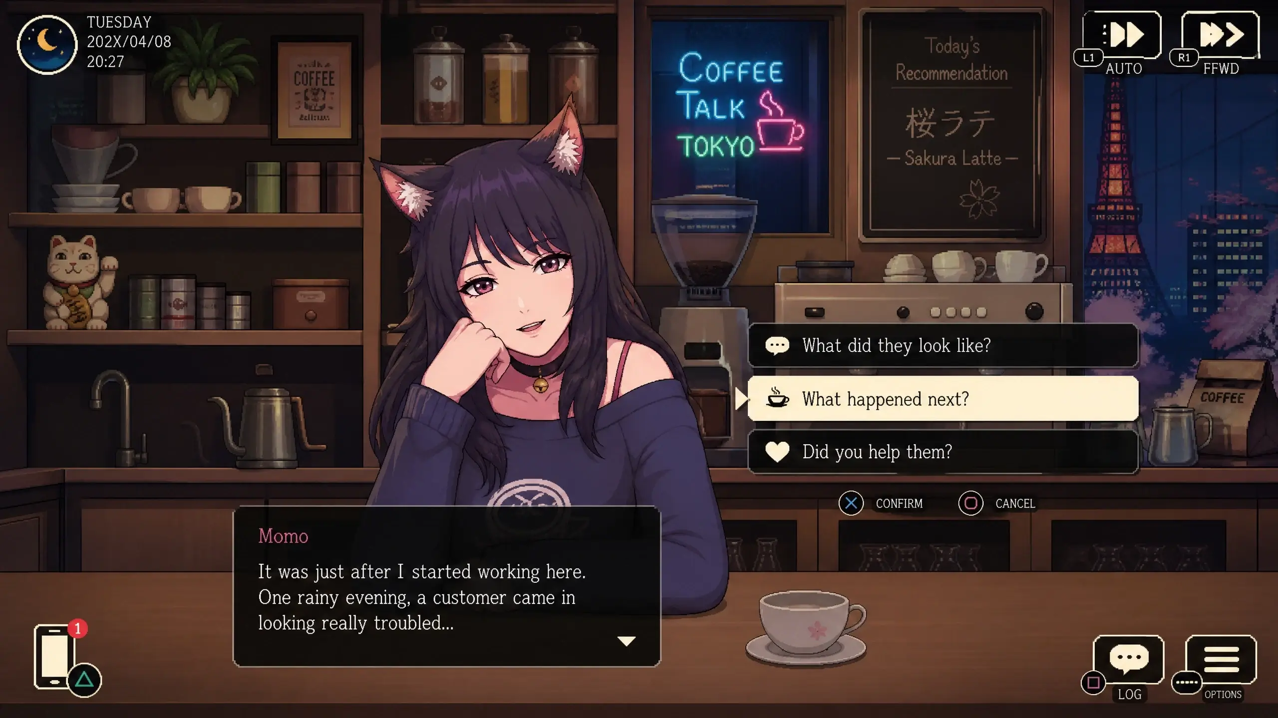 Coffee Talk Tokyo - Visual Novel game latte art sprinkle stencils guide screenshot